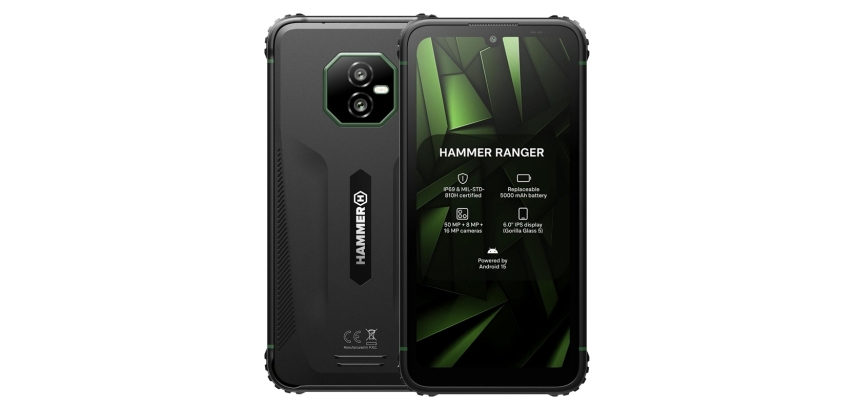 Hammer Ranger 4G 6" 6+(8)+128GB Black Green Smartphone Rugerizado.