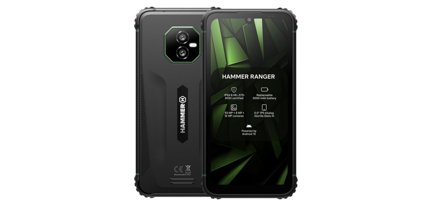 Hammer Ranger 4G 6" 6+(8)+128GB Black Green Smartphone Rugerizado.