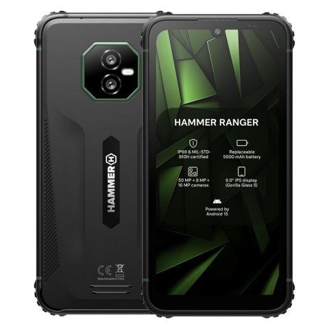 Hammer Ranger 4G 6" 6+(8)+128GB Black Green Smartphone Rugerizado.