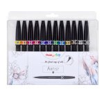 Rotulador de pincel Pentel Artist -Estuche 12 surtidos
