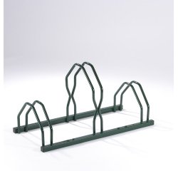 Râtelier 3 vélos sur 2 niveaux - Côte à côte finition peinture verte