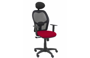Silla de oficina Alocén malla con brazos regulables y cabecero - Asiento Burdeos