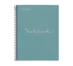 Notebook Eco Emotions, Carton recyclé, A4, quadrillage 5x5 mm, 80 feuilles de 1 couleur, Miquelrius, Bleu.
