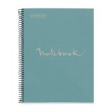 Notebook Eco Emotions, Carton recyclé, A4, quadrillage 5x5 mm, 80 feuilles de 1 couleur, Miquelrius, Bleu.
