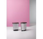 Papelera de reciclaje de plástico efecto inox a pedal