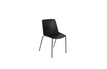 Chaise OSLO, coque plastique noire, piètement métal noir