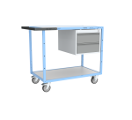 Servante établi équipée 1 bloc 2 tiroirs plateau bois mélaminé 250 kg roue TPE