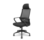 Silla Pro534 respaldo malla negro asiento tela base piramidal negra ruedas nailon - Gris