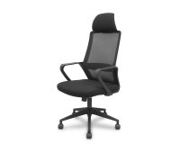 Silla Pro534 respaldo malla negro asiento tela base piramidal negra ruedas nailon