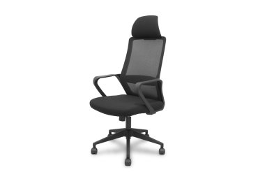 Silla Pro534 respaldo malla negro asiento tela base piramidal negra ruedas nailon