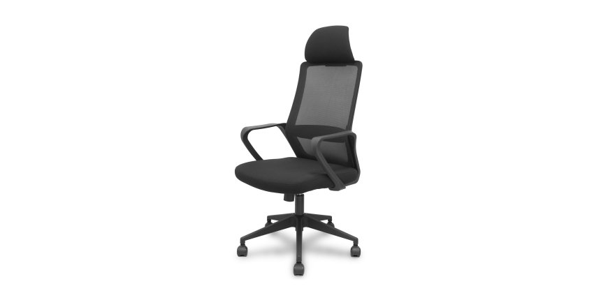 Silla Pro534 respaldo malla negro asiento tela base piramidal negra ruedas nailon - Gris
