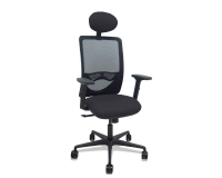Silla de oficina Zulema con reposabrazos 2D y cabecera - Negro