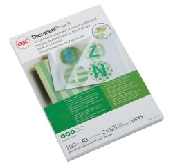 Paquete de 100 fundas de plastificación térmica GBC A3, 2 x 125 micras, brillante
