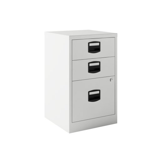 Cajonera monoblock-montada PFA3 Bisley 2 cajones personales, 1 cajón archivo. Fija 40cm - Blanco - Blanco