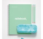 Notebook Emotions, Couverture rigide, A4, quadrillage 5x5 mm, 80 feuilles de 1 couleur, Miquelrius, Menthe.
