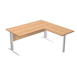 Mesa oficina Presto patas metal L An 160 cm ala lateral