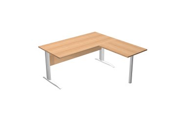 Mesa oficina Presto patas metal L An 160 cm ala lateral