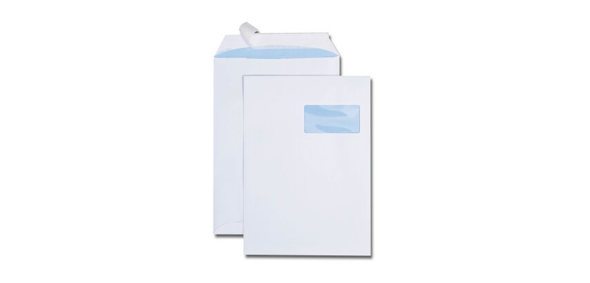 White envelope 229 x 324 (C4) 100g with window 50 x 100 - Box of 250