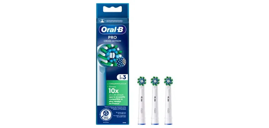 Pack de 3 cepillos Pro Cross Action de Oral B de Braun.