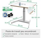 Bureau Leitz électrique assis-debout compact  L 80 x P 60 cm + Organiseur de bureau avec support pour ordinateur portable Leitz Ergo
