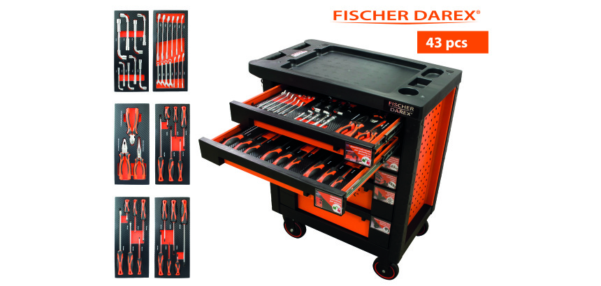 Servante équipée de 43 outils avec 6 modules