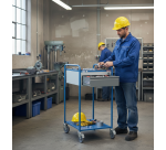 Petite servante 2 plateaux tôle + 1 tiroir 250 kg 635 x 470 mm roue TPE