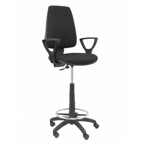 Taburete Elche CP tela brazo fijo ruedas nailon - Negro