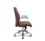 Chaise visiteur Ergo540CS, mécanisme synchrone, similicuir marron, piètement chromé, roulettes chromées