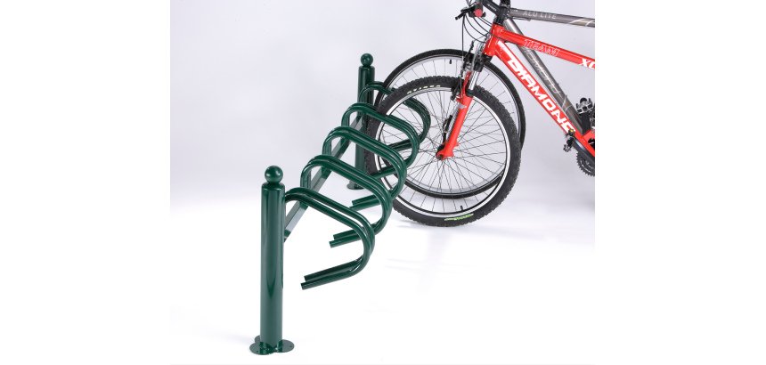 Râtelier New York 5 vélos Zingué + bichromaté + peinture époxy verte