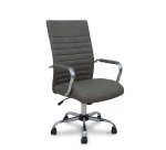 Chaise de bureau Opti527 - Mécanisme d'inclinaison - simili cuir gris - piétement chromé - Accoudoirs fixes - Sans appui-tête - Roulettes en nylon 50 mm