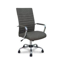 Chaise de bureau Opti527 - Mécanisme d'inclinaison - simili cuir gris - piétement chromé - Accoudoirs fixes - Sans appui-tête - Roulettes en nylon 50 mm