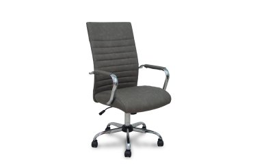 Chaise de bureau Opti527 - Mécanisme d'inclinaison - simili cuir gris - piétement chromé - Accoudoirs fixes - Sans appui-tête - Roulettes en nylon 50 mm