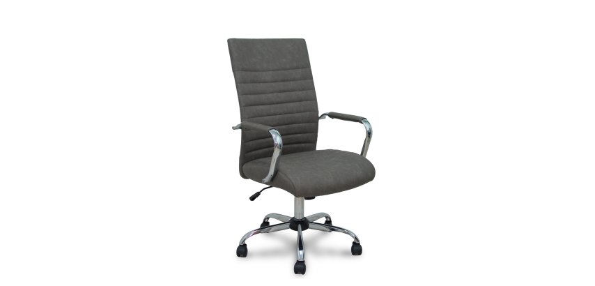 Chaise de bureau Opti527 - Mécanisme d'inclinaison - simili cuir gris - piétement chromé - Accoudoirs fixes - Sans appui-tête - Roulettes en nylon 50 mm