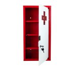 Armoire à pharmacie 1 porte, Métal laqué / Rouge,  600 x 300 x 120 mm