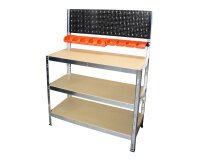 Établi d'atelier avec fond perforé – Plateau MDF FSC 100 % – Charge 600 kg FISCHER DAREX