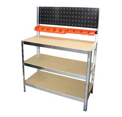 Établi d'atelier avec fond perforé – Plateau MDF FSC 100 % – Charge 600 kg FISCHER DAREX