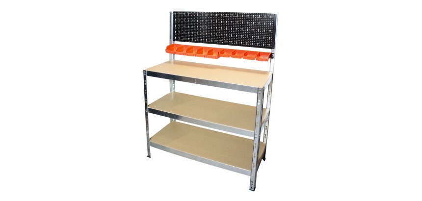 Établi d'atelier avec fond perforé – Plateau MDF FSC 100 % – Charge 600 kg FISCHER DAREX