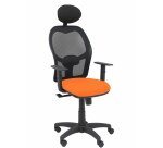 Silla de oficina Alocén malla con brazos regulables y cabecero - Asiento Naranja