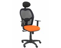 Silla de oficina Alocén malla con brazos regulables y cabecero - Asiento Naranja