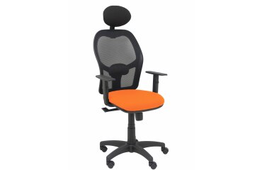 Silla de oficina Alocén malla con brazos regulables y cabecero - Asiento Naranja