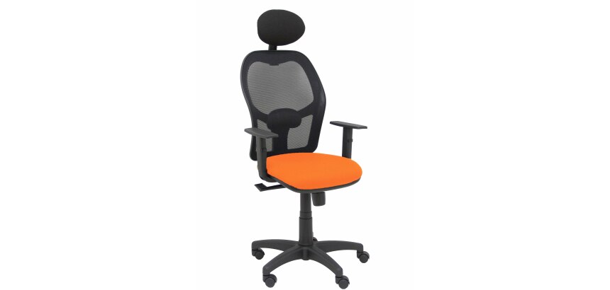 Silla de oficina Alocén malla con brazos regulables y cabecero - Asiento Naranja