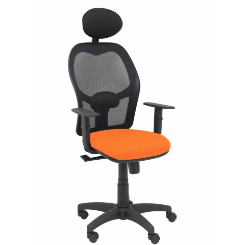 Silla de oficina Alocén malla con brazos regulables y cabecero - Asiento Naranja
