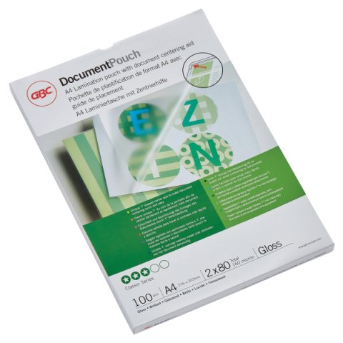 Paquete de 100 fundas de plastificación térmica GBC A4, 2 x 80 micras, brillante