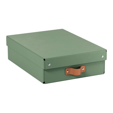 Caja de almacenamiento Leitz Puro con tapa, media baja, 8L, cartón 100% reciclado, paquete de 2 - Verde
