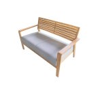 Banquette d'extérieur CLAIN - tissu - bois teck