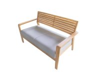 Banquette d'extérieur CLAIN - tissu - bois teck