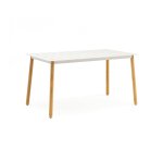 Table d'extérieur ARNON - plateau aluminium blanc - pieds  bois