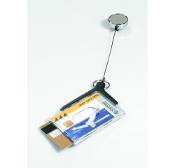 Porte-badge DELUXE PRO pour 2 cartes de sécurité avec enrouleur chromé - Boîte de 10 pièces