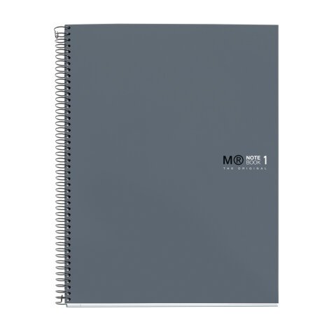 Notebook The Original, Couverture rigide, A4, quadrillage 5x5 mm, 80 feuilles de 1 couleur, Miquelrius, Grafit.
