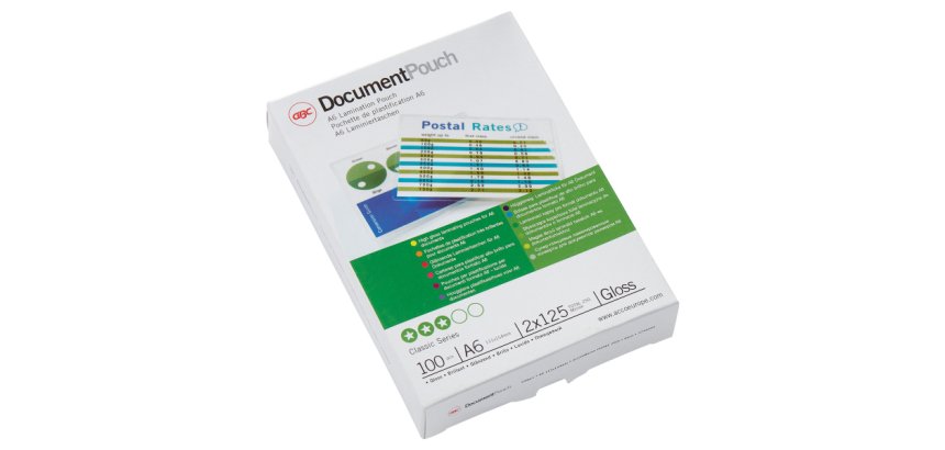 Paquete de 100 fundas de plastificación térmica GBC A6, 2 x 125 micras, brillante
